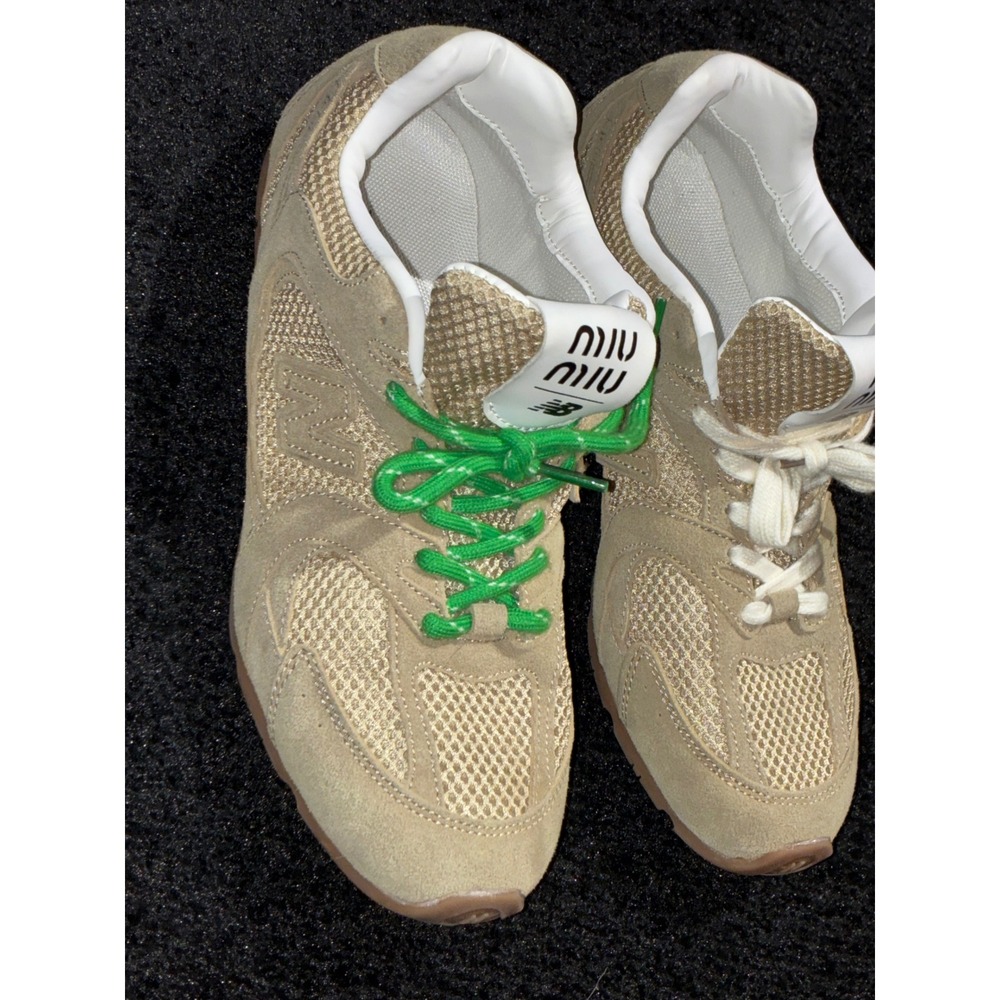 Miu Miu x New Balance 530 SL Beige Suede Mesh Sneakers 5E165E Size 40 US 7.5